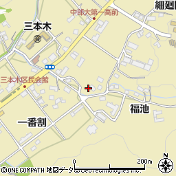 愛知県日進市三本木町周辺の地図