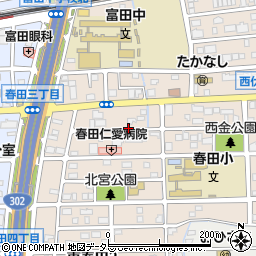 愛知県名古屋市中川区東春田周辺の地図
