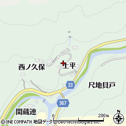 愛知県豊田市川面町土平周辺の地図