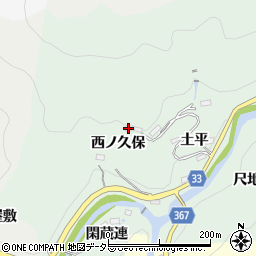 愛知県豊田市川面町西ノ久保周辺の地図