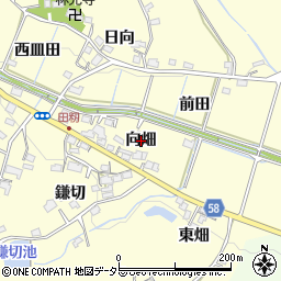 愛知県豊田市田籾町（向畑）周辺の地図