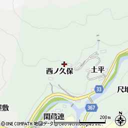 愛知県豊田市川面町（西ノ久保）周辺の地図