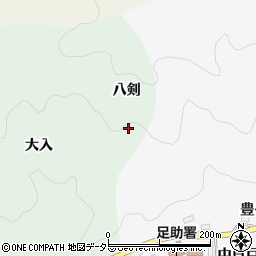 愛知県豊田市足助町八剣周辺の地図