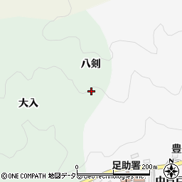 愛知県豊田市足助町（八剣）周辺の地図