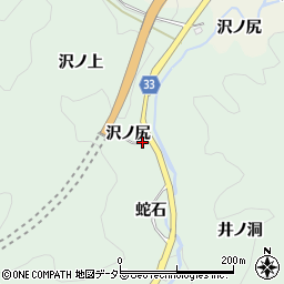 愛知県豊田市足助町沢ノ尻周辺の地図