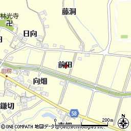 愛知県豊田市田籾町前田周辺の地図
