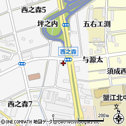 紅梅園　蟹江店周辺の地図