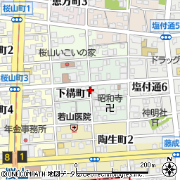 愛知県名古屋市昭和区下構町周辺の地図