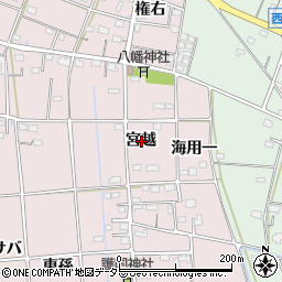 愛知県愛西市東保町宮越周辺の地図