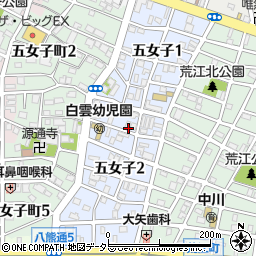 愛知県名古屋市中川区五女子周辺の地図