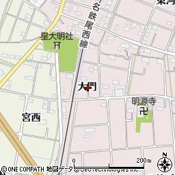 愛知県愛西市東保町大門周辺の地図