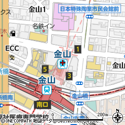 名古屋市役所交通局　地下鉄名港線金山駅周辺の地図
