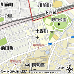 愛知県名古屋市中川区土野町周辺の地図