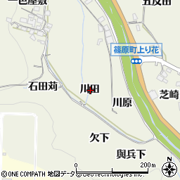 愛知県豊田市篠原町川田周辺の地図