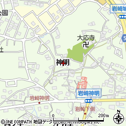 愛知県日進市岩崎町神明周辺の地図
