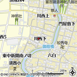 愛知県海部郡蟹江町須成川西下周辺の地図