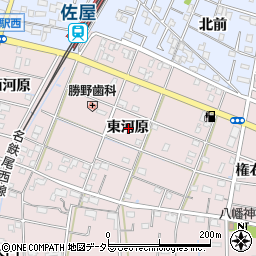愛知県愛西市東保町東河原周辺の地図