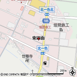 愛知県愛西市北一色町東田面周辺の地図