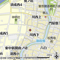 愛知県海部郡蟹江町須成川西下417周辺の地図