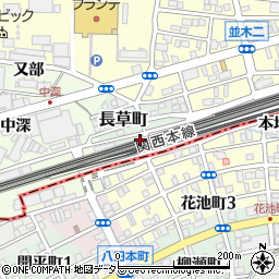 愛知県名古屋市中村区長草町周辺の地図