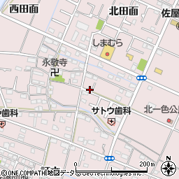 愛知県愛西市北一色町周辺の地図