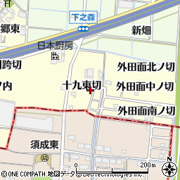 愛知県あま市七宝町徳実（十九東切）周辺の地図