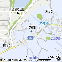 愛知県豊田市乙部町（外畑）周辺の地図