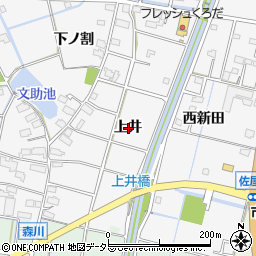 愛知県愛西市山路町上井周辺の地図