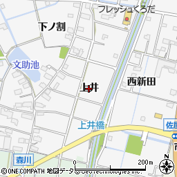 愛知県愛西市山路町（上井）周辺の地図