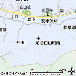 愛知県豊田市足助白山町南周辺の地図