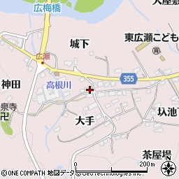 愛知県豊田市東広瀬町城下周辺の地図