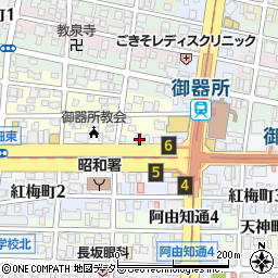愛知キーステーション昭和区御器所通周辺の地図