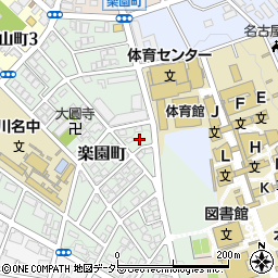 愛知県名古屋市昭和区楽園町42周辺の地図