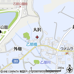 愛知県豊田市乙部町大沢周辺の地図