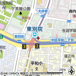 名古屋市役所交通局　地下鉄名城線東別院駅周辺の地図