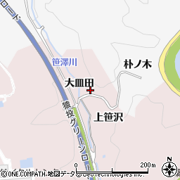 愛知県豊田市枝下町大皿田周辺の地図