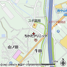 愛知県豊田市西中山町（牛田）周辺の地図