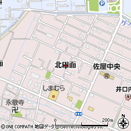 愛知県愛西市北一色町北田面周辺の地図