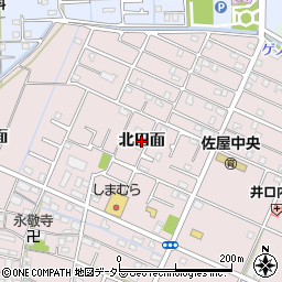 愛知県愛西市北一色町（北田面）周辺の地図