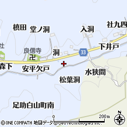 愛知県豊田市足助白山町西屋下周辺の地図