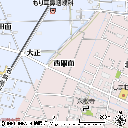 愛知県愛西市北一色町西田面周辺の地図
