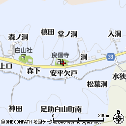 愛知県豊田市足助白山町堂ノ洞周辺の地図