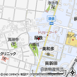 愛知県愛西市須依町屋敷周辺の地図