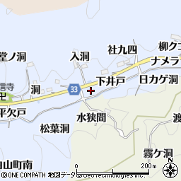 愛知県豊田市足助白山町下井戸周辺の地図