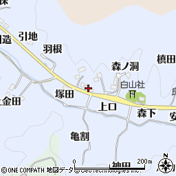愛知県豊田市足助白山町葉座場周辺の地図