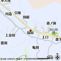 愛知県豊田市足助白山町羽根周辺の地図