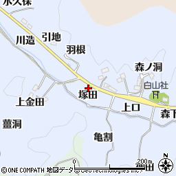 愛知県豊田市足助白山町（羽根）周辺の地図