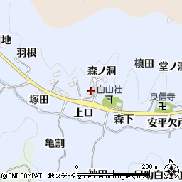 愛知県豊田市足助白山町森ノ洞周辺の地図