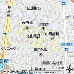 愛知県名古屋市昭和区北山町周辺の地図