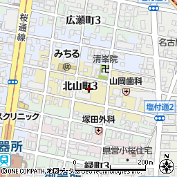 愛知県名古屋市昭和区北山町3丁目周辺の地図